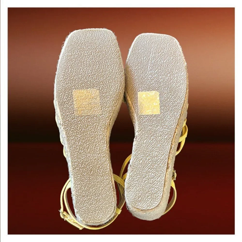 Chase & Chloe Cordelia Platform Wedge Espadrille Heels in Yellow - Sz. 10 - NWB!